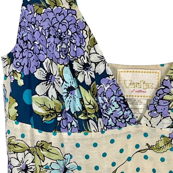 Vanitas of California Vintage Silk Blue Floral Party Dress Pin Up Retro 50s M - Picture 6 of 11